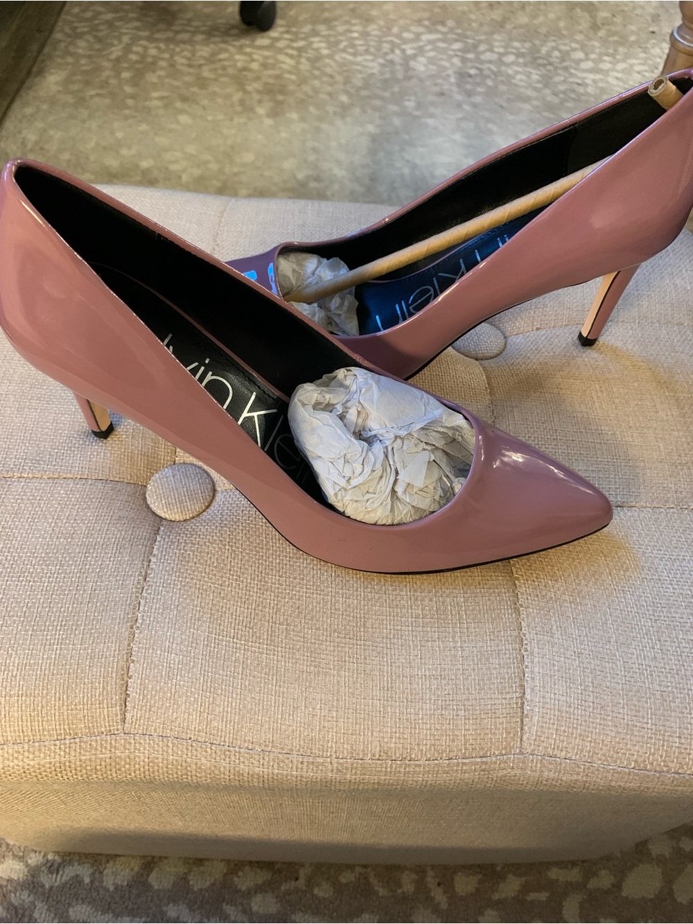 Calvin Klein Dusty Rose Patent Pointed-Toe Stiletto Pumps